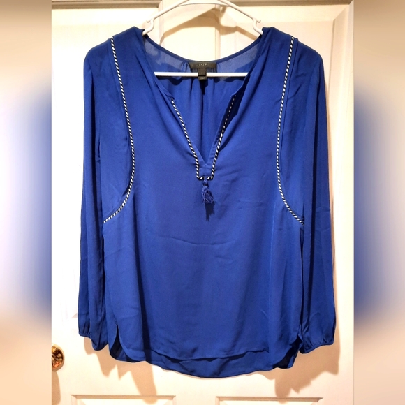 J. Crew Blue Flowy Lightweight V-Neck Blouse size 4 - Picture 10 of 14